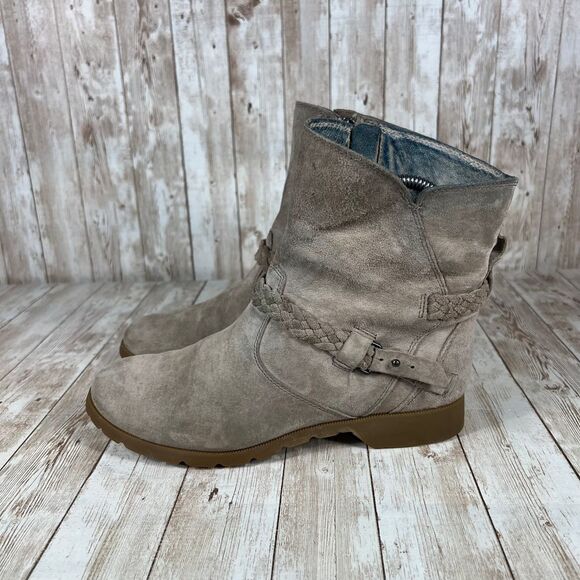 Teva Suede Ankle Boots with Braided Detail Casual Comfort Flat Boots Size 7.5 - Picture 2 of 8